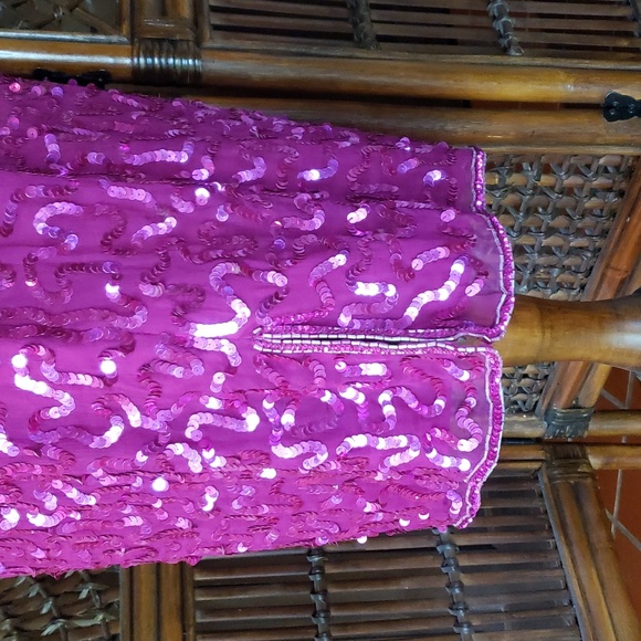 STYLEWORKS Sequined Silk Cocktail Dress - Magenta Pink - 16 - EUC - Picture 8 of 8